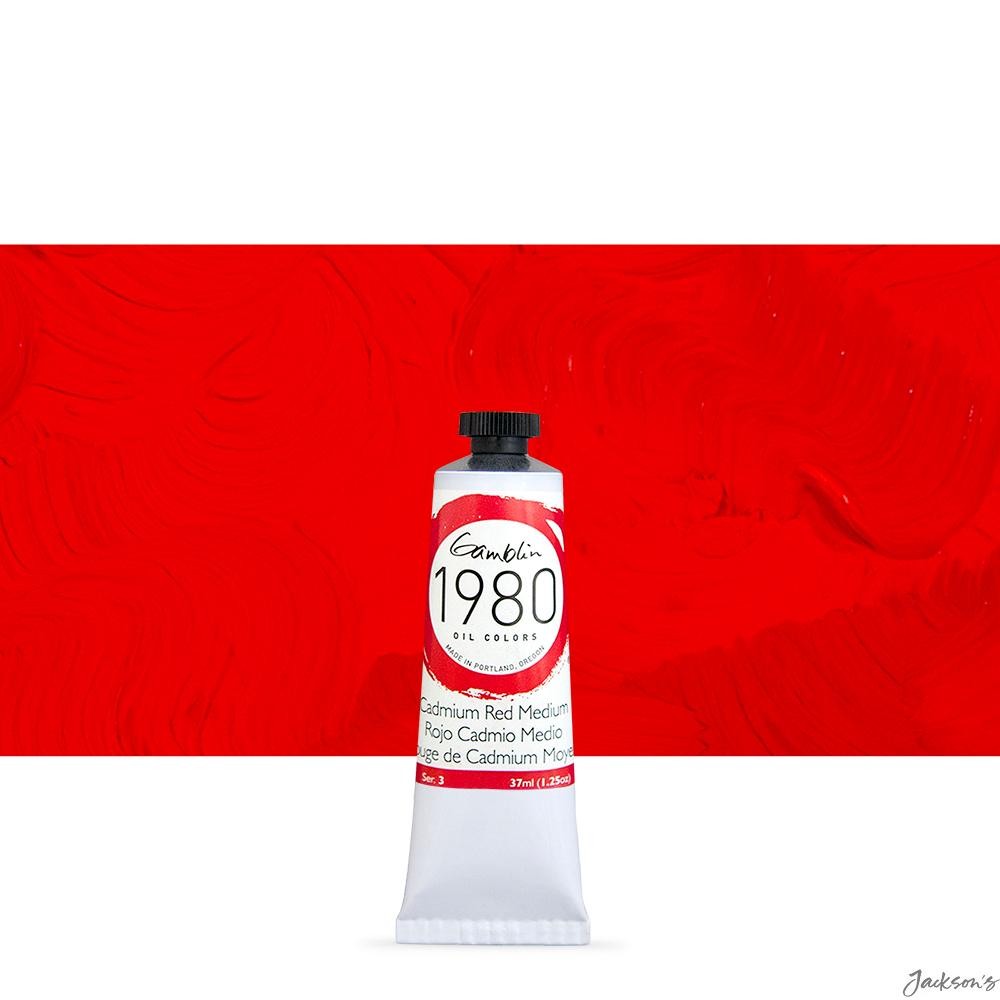 Gamblin 1980 Oil Paint Pure Pigment 37ml Cadmium Red Medium For Artists