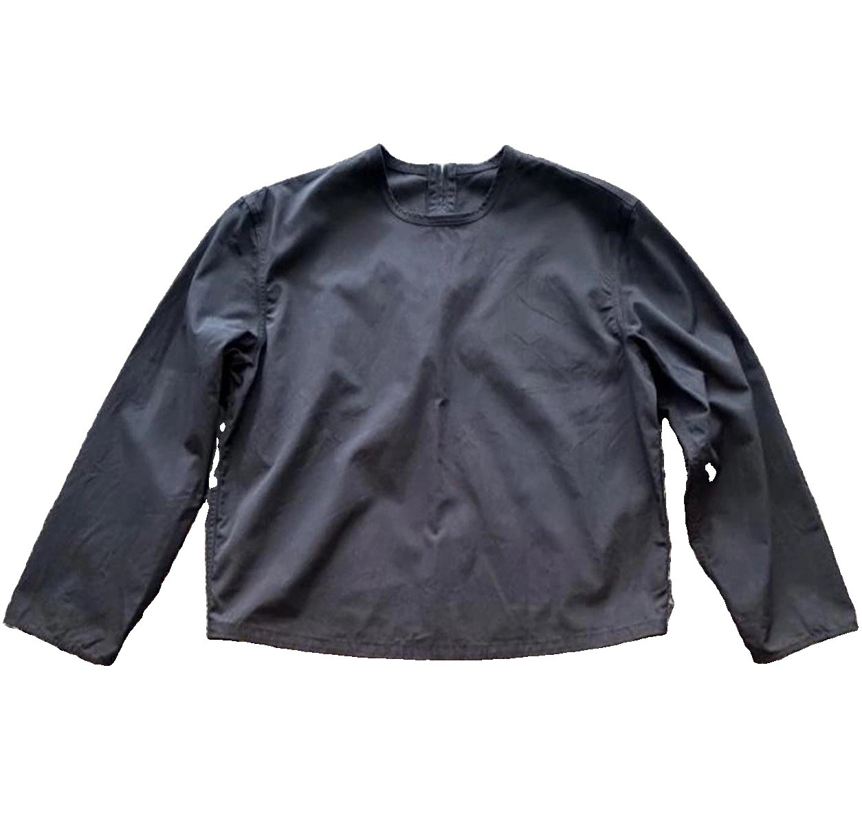 JNBY Women's Black Solid Round Neck Long Sleeve Woven Zip Top 100% Cotton S