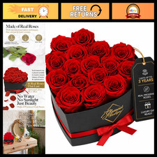 16 Forever Red Roses in Heart Gift Box - Preserved Flowers for Romantic Gifts