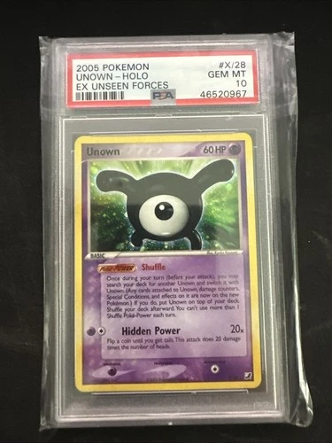 2005 Pokemon Ex Unseen Forces #X/28 Unown Holo PSA 10 GEM MINT POP 13