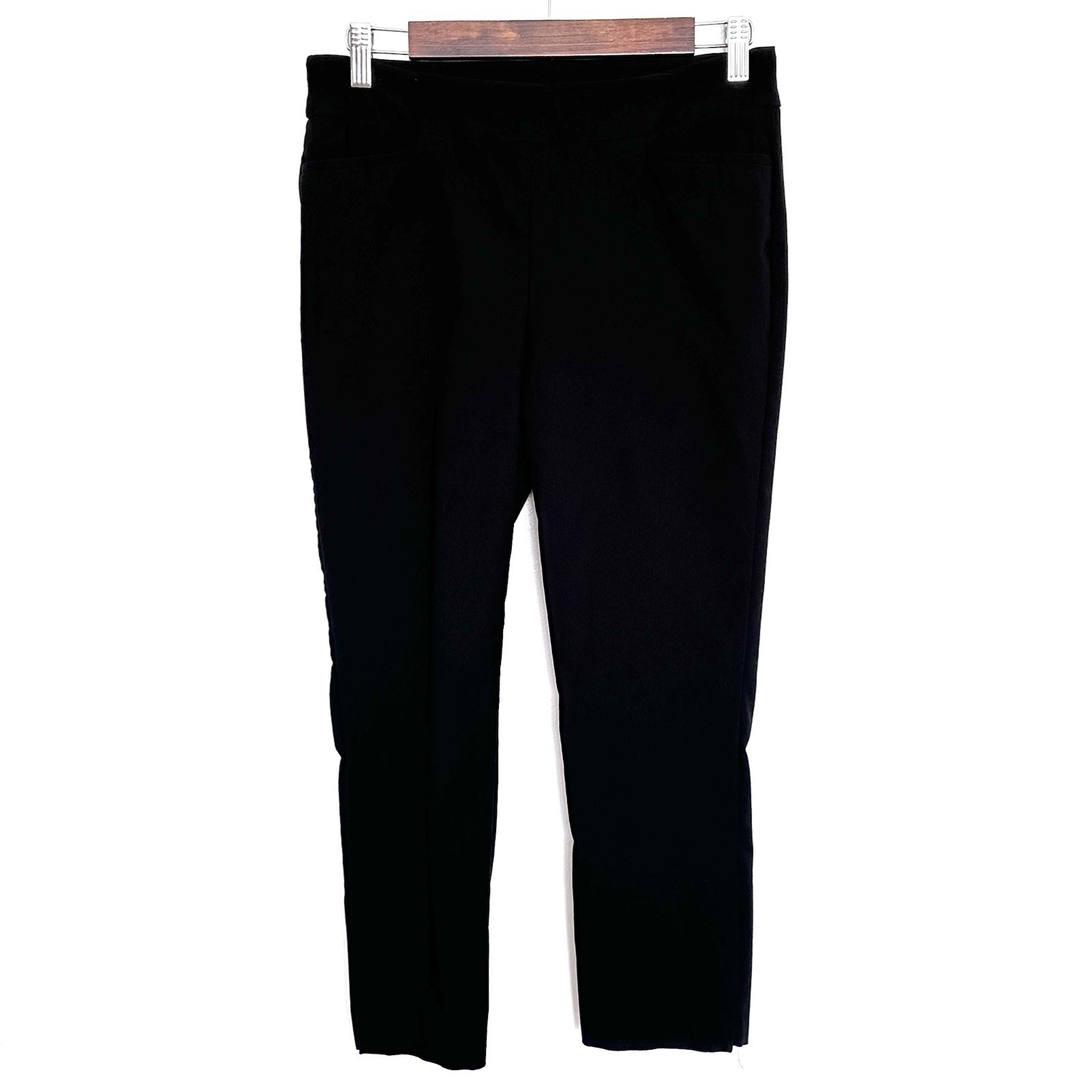 Chico’s Capris Women’s Size 4 Black Pockets Solid Elastic Waist Pull On Pants