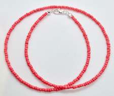 CORAL OPAQUE SEED BEAD NECKLACE 18" N119