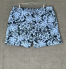 LL Bean Swim Trunks Mens Large 0XR44 Blue Tropical Mesh Lined Water Shorts EUC