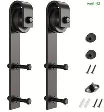 Sliding Barn Door Hardware J-Shape Hangers, 2pcs (Black)