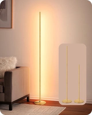 LED Corner Floor Lamp, Modern Slim Dimmable Light, Adjustable Height, 57.5'' M...
