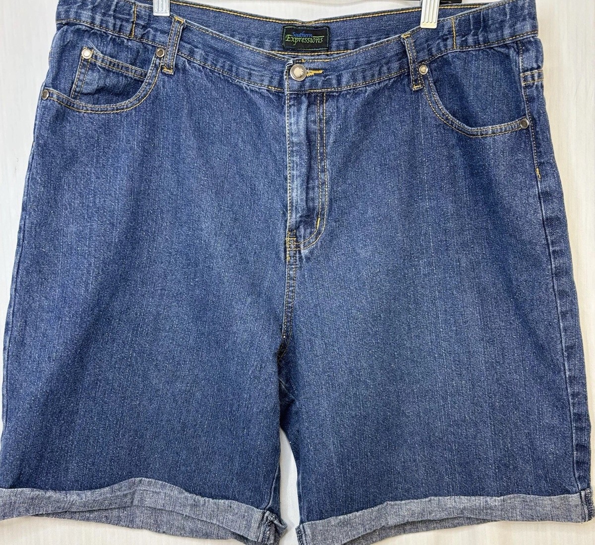 Southern Expressions 20W Denim Bermuda Shorts Plus Cuffed High Rise