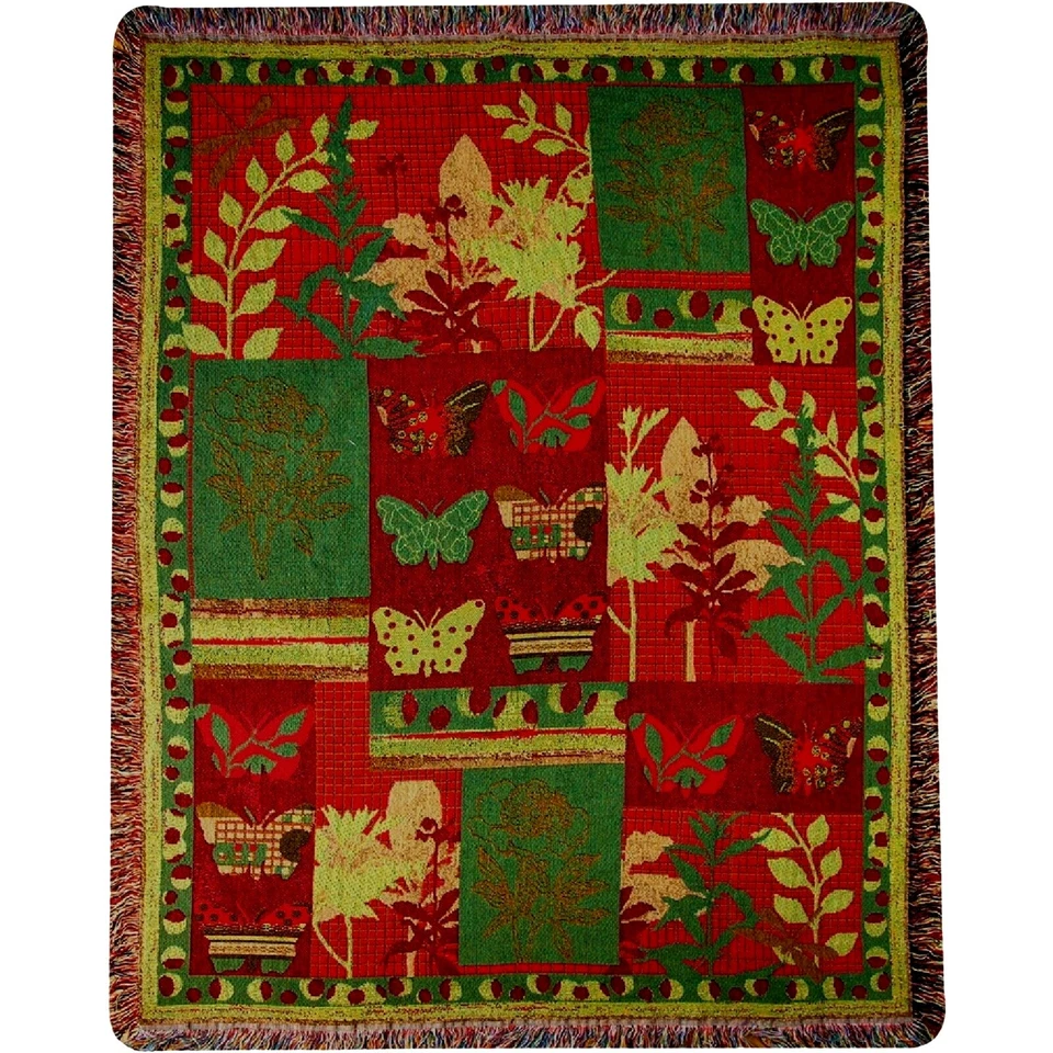 Made in USA Amber Forest Tapestry Throw Blanket Cotton Butterflies 50x60" NEW  - Image 3 of 4