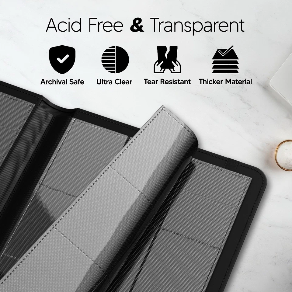 Carpeta de tarjetas MIRTHY - Carpeta de tarjetas duradera de 4 bolsillos con capacidad para 440 tarjetas (NEGRO) Foto 2 de 4