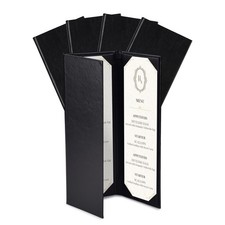 WeChef 5 Pack Leather Menu Covers 4.25x14" Trifold 3 View Angle Corner Wine List