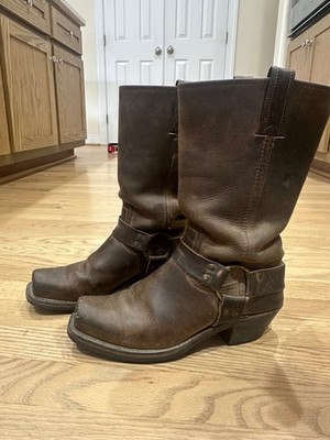 Frye Harness Boots 12r Dark Brown Women s Size 8 moto western biker cowboy