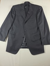 Canali Suit Jacket Blazer US 44R Super 120s 100 Wool Gray Pinstripe 3 Button