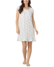 Nwt 64 Eileen West Mint Lavender 100 COTTON KNIT Cap Sleeve Short Nightgown L