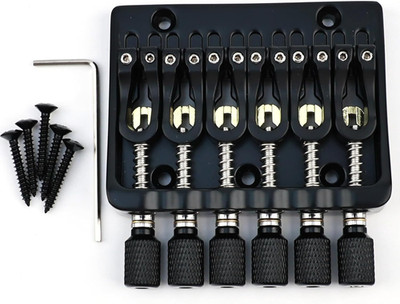 Zinc Alloy 6-String Fixed Bridge for Headless Electric Guitars - Matte Black