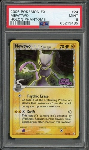 Pokemon PSA 9 Mint Holon Phantoms Reverse Holo Mewtwo 24/110 - Label Error
