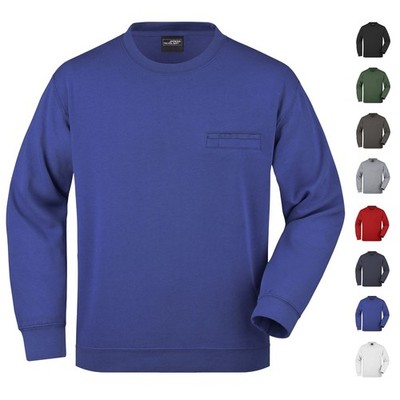 Herren Uni Sweatshirt mit Brusttasche Sportsweater Freizeitpulli Arbeitspullover