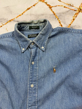 Vintage Polo Ralph Lauren Made in USA Denim Chambray Shirt XL Multicolor Pony
