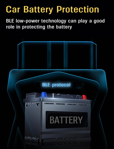 Alternate view of Obd2 Scanner Bluetooth Ios Iphone Android Power On/off Button Save