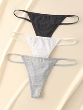 3pcs Women's Seamless Thong Panties Set Low Rise G-String Underwear Multicolor