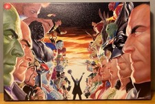 Mano #'d (94/100) ALEX ROSS - Absolute Justice JLA Lienzo Giclee 18x12x1.5 SDCC