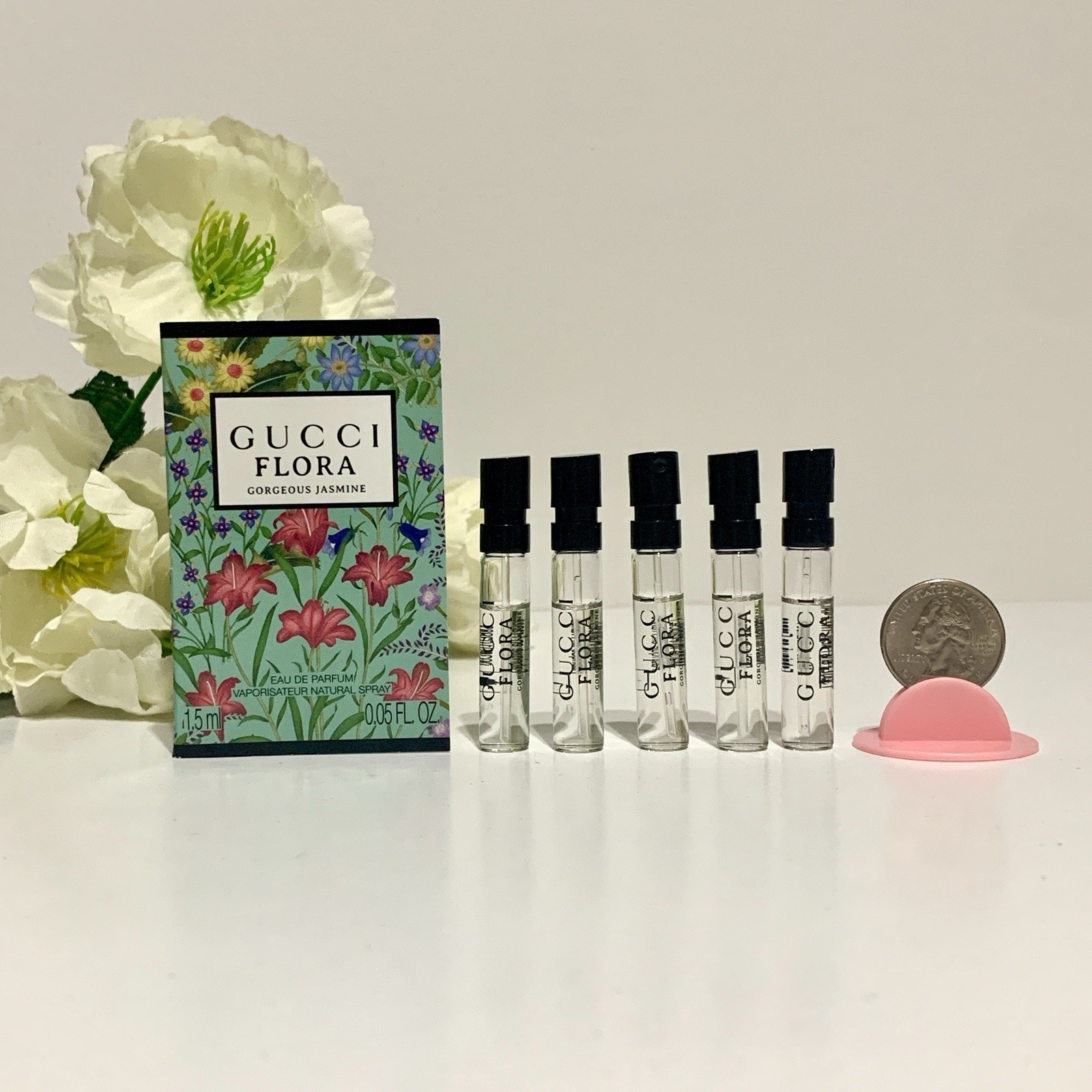 5 Gucci Flora Gorgeous Jasmine Eau De Parfum EDP Sample Spray 1.5ml/Ea No Card