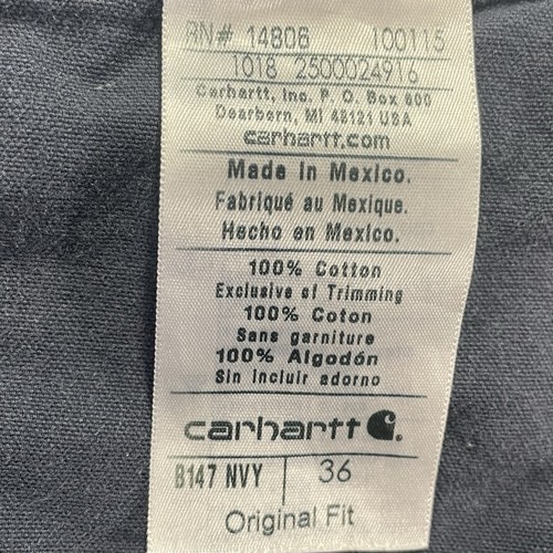 Pantaloncini Carhartt Carpenter Vintage Uomo 34 (36 Etichetta) Sbiaditi Blu Navy B147 - Foto 6 di 7