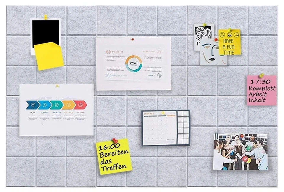 Large Cork Board Felt Board Tiles for Walls with 30 Push Pins, 11.8"x11.8" Pa... - Image 2 of 4