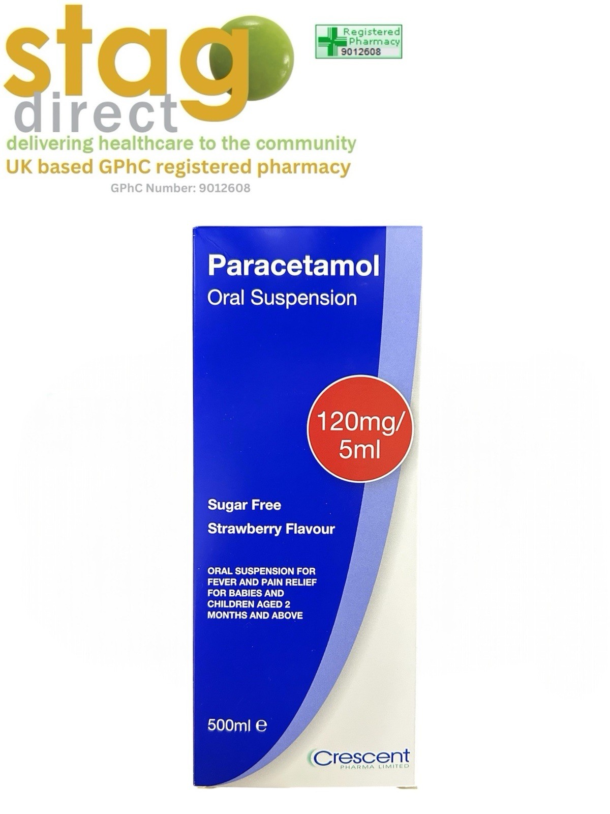 Paracetamol 120mg/5ml Oral Suspension 2 Months+ Sugar Free - 500ml - Extra Large