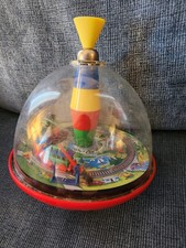 VINTAGE GERMAN TOY TRAIN PANORAMA SPINNING TOP RAILROAD MOVING ARM, Spins
