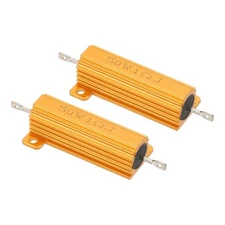 2Pcs 50W 1 Ohm Aluminum Shell Resistor Aluminum Housing Resistor Golden