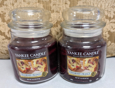 (2)Yankee Candle Cranberry Orange Medium Jar 14.5 Oz 65-90 Hour Burn Time~ NEW