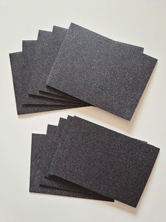 10 Karten Blanko Glückwunschkarten A6 quer Rohlinge Glitter Glitzer schwarz