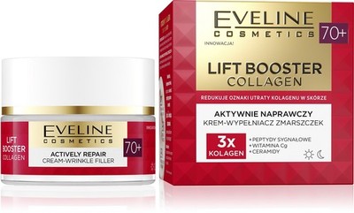 EVELINE Lift Booster Collagen 70+ Aktive Reparaturcreme - Faltenauffüller, 50 ml