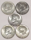 Five (5) Kennedy 40% Silver Half Dollars, 1964-1968- NR!
