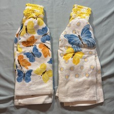 Set Of Butterflies Crochet Top Hanging Kitchen Towels