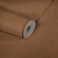 Unitapete mit Kork-Motiv & Strukturmuster – Braun, Orange