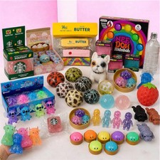 Assorted Sensory Fidget Lot: NeeDoh Rainbow Nice Cube, Stitch & Squishies