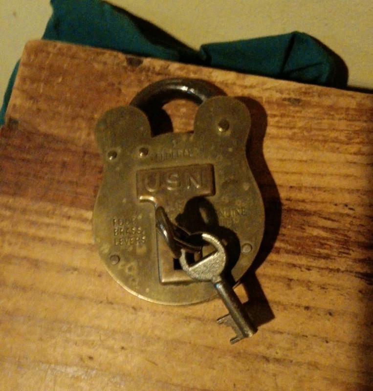 Solid Brass USN Federal #14 Four Brass Levers Lock W/ 2 Keys Has. Morgan & Sons