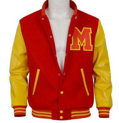 MJ Thriller Letterman Michael Jackson Varsity Bomber Red Yellow Varsity Jacket 