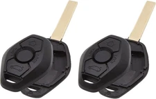X AUTOHAUX 2pcs 3 Buttons Uncut Insert Key Fob Case Remote Control Black 