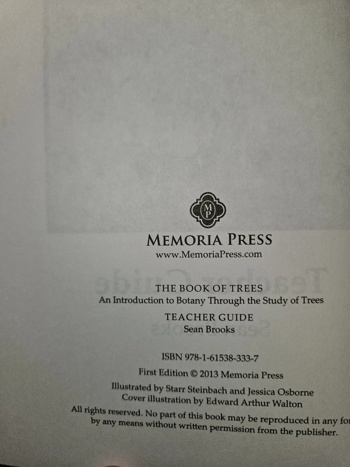 Memoria Press: THE BOOK OF TREES SET - Textbook, Student Guide, Teacher Guide - Image 3 of 4
