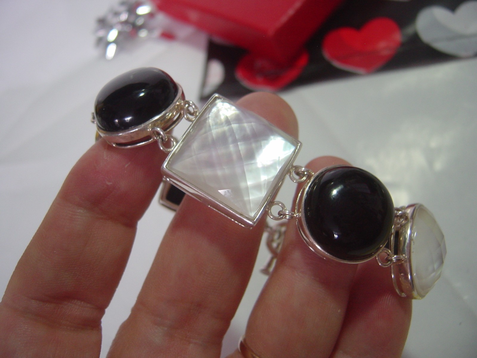 Superb Solid Silver massive genuine onyx&mother o… - image 9