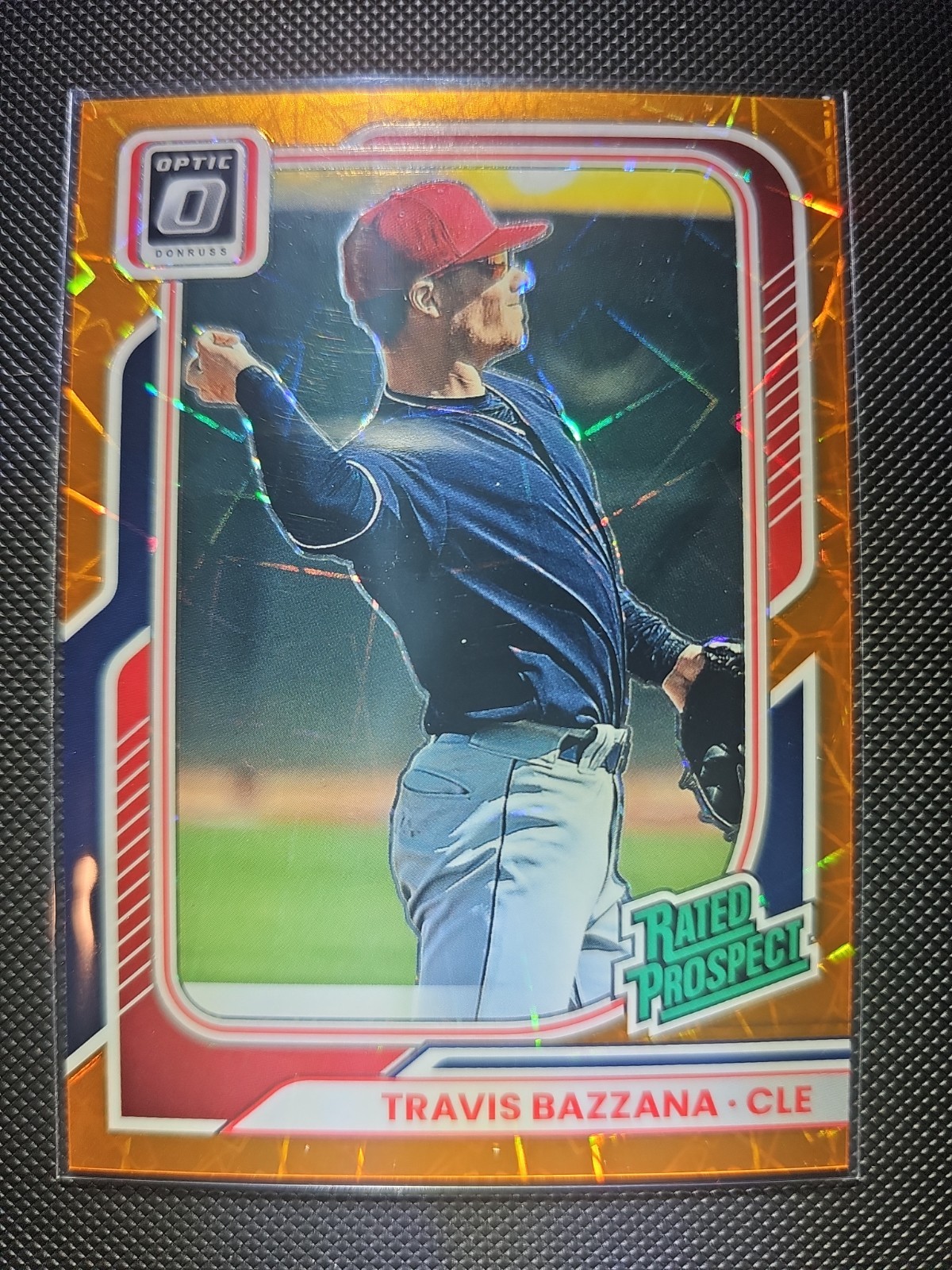 2026 Donruss Optic Travis Bazzana #164 Orange Velocity Prizm Rated Prospect Card