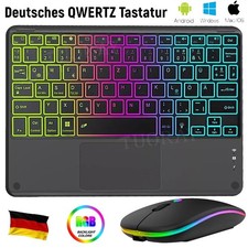 QWERTZ Touchpad Beleuchtet Tastatur Maus Kabellose Keyboard für Android IOS iPad