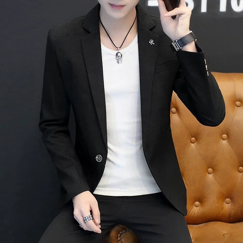 Men Work Blazer Jacket Casual One Button Slim Fit Suit Formal Coat Business Tops - Picture 15 of 21