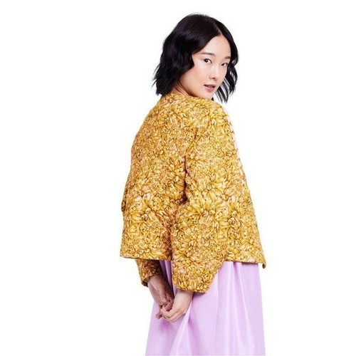 Kika Vargas x Target Women's Gold Mum Floral Quilted Jacket - Size Large - Picture 2 of 6
