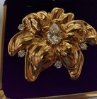 Stunning New Vintage Finely Detailed Art Noveau Flower Pin with Hand Set Stones