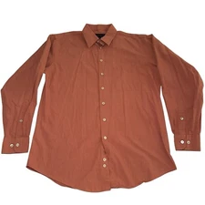 Perry Ellis Portfolio Button Up Long Sleeve Shirt Men's Size 34/35 Orange Causal