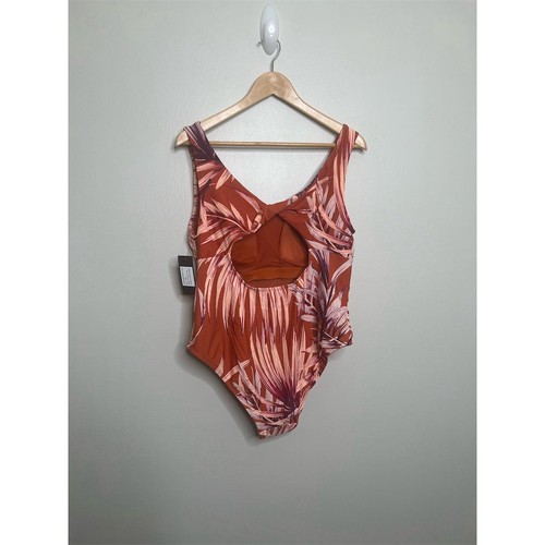 Palisades Beach Club Women Plus Size 18W One Piece Swimsuit Tropical Palm Print - Picture 5 of 10