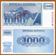 SPECIMEN, Slovenia, 1000 (Tolarjev), 1992, P-9s1, UNC