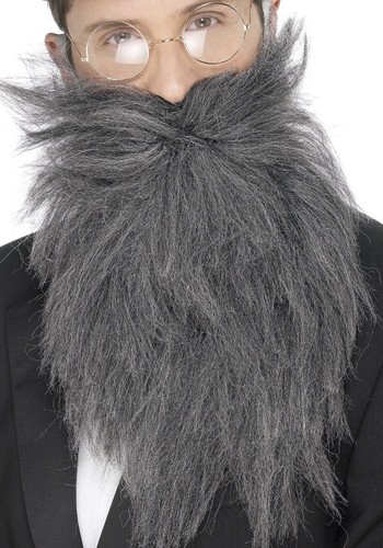 Mens Long Fancy Dress Beard Grey Gents Bierd by Smiffys